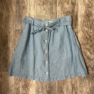 Madewell Denim Button-Front Tie Mini Skirt - Size 6
